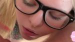Cute blond girl gets fucked in school uniform big cumshot on her glasses!!!