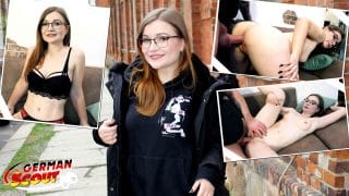 GERMAN SCOUT – Studentin Tiny Emily beim Casting gefickt